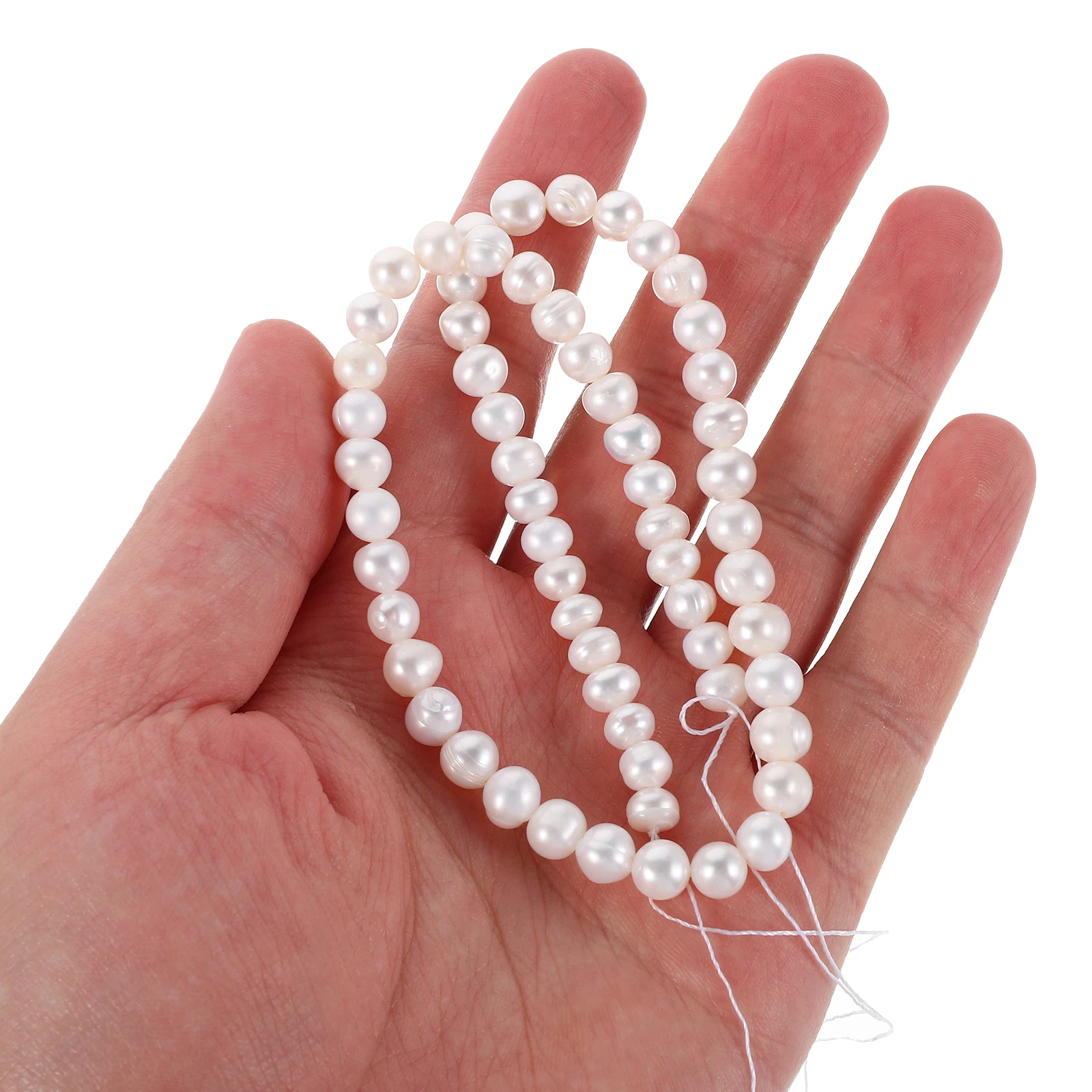 

5-6Mm White Freshwater Pearl Beaded String Diy Jewelry Garland Necklace Bracelet Craft Supplies For Women Durable Shiny