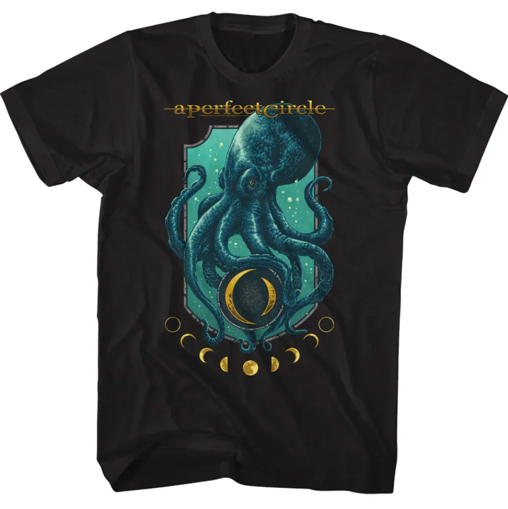 Camiseta A Perfect Circle Octo Moon Phase Band 100% algodão com estampa gráfica masculina e feminina, top streetwear de verão