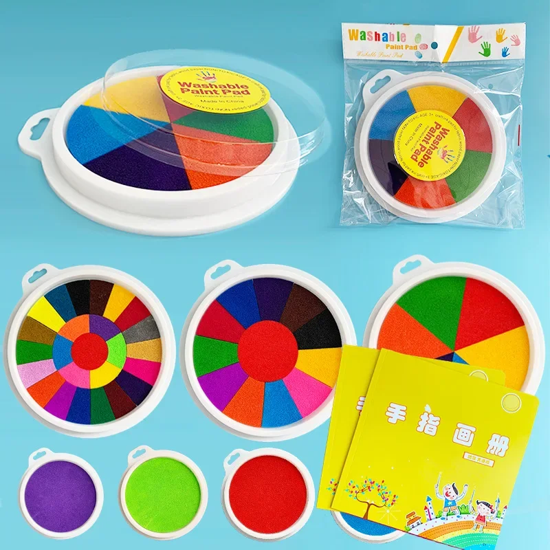 Funny 6 Colors Ink Pad Stamp DIY Finger Painting Craft Cardmaking for Kids Montessori Drawing 0-12 Months Baby Interactive Toys