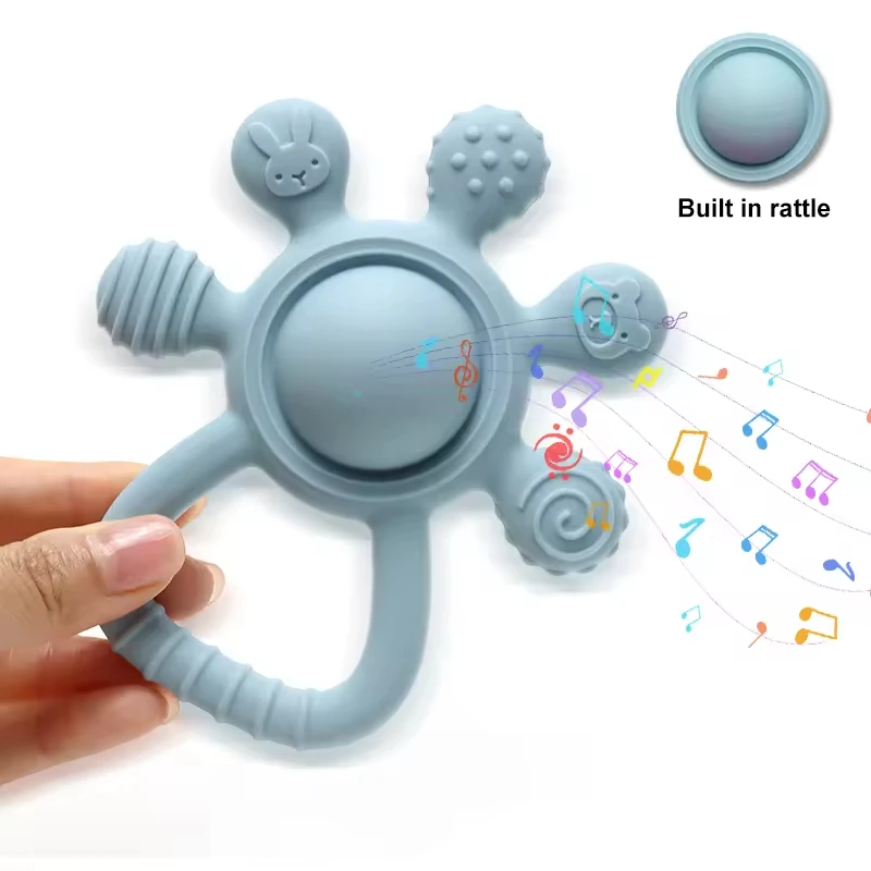 طفل سيليكون عضاضة حشرجة الموت اللعب BPA الحرة النخيل تصميم لعبة مضغة للرضع هدايا الوليد سهلة قبضة ألعاب التسنين للأطفال