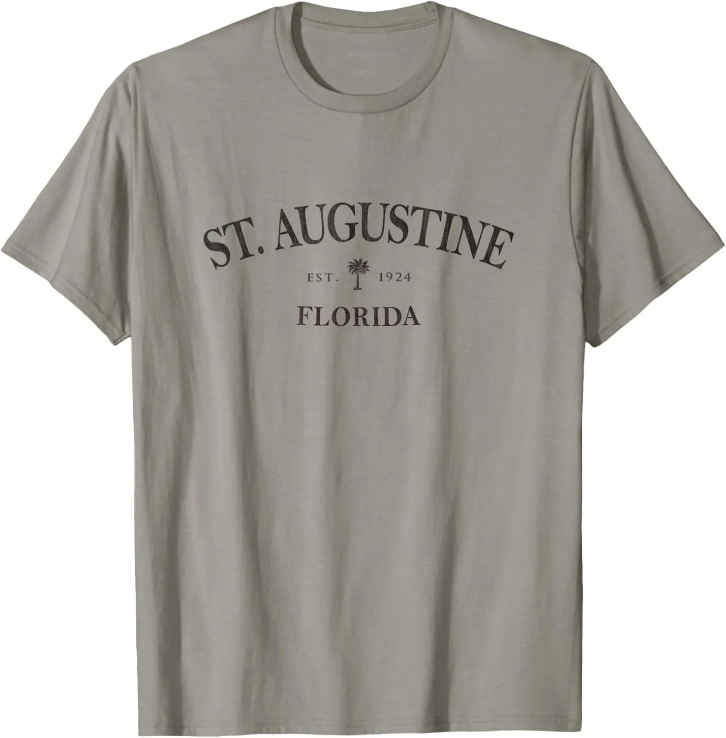 

St Augustine Florida Est 1924 Vintage Palm Graphic Tee Casual Cotton T-Shirt for Trip