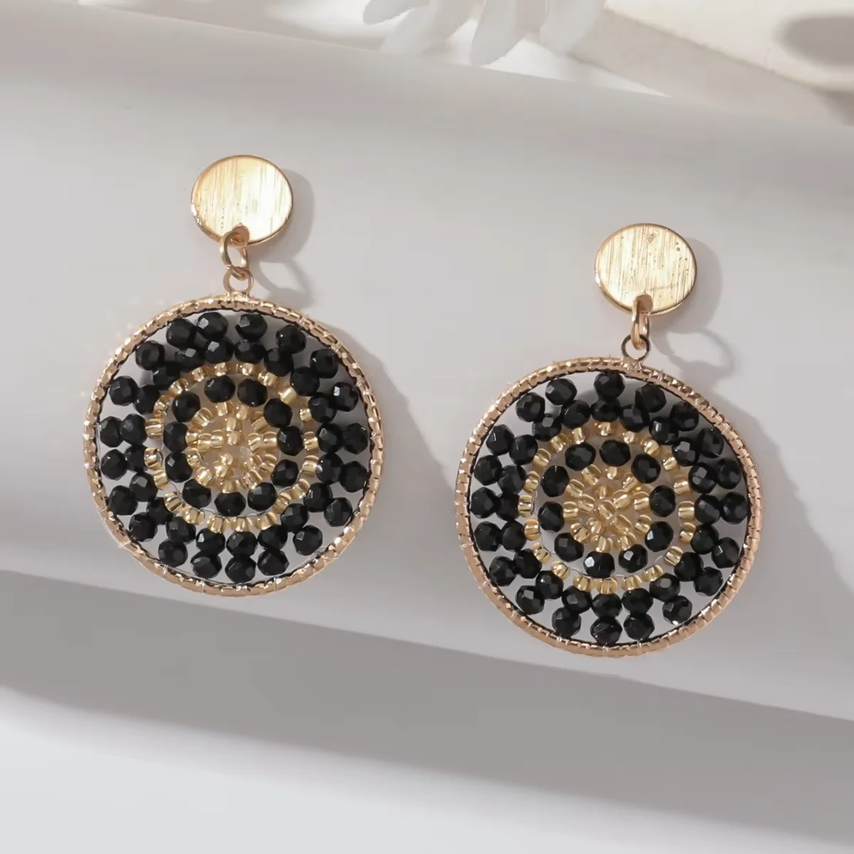 Women's Boho Ethnic Style Metal Dangle Earrings with Seed Beads Creative Personality Drop Earrings Handmade Jewelry Gifts