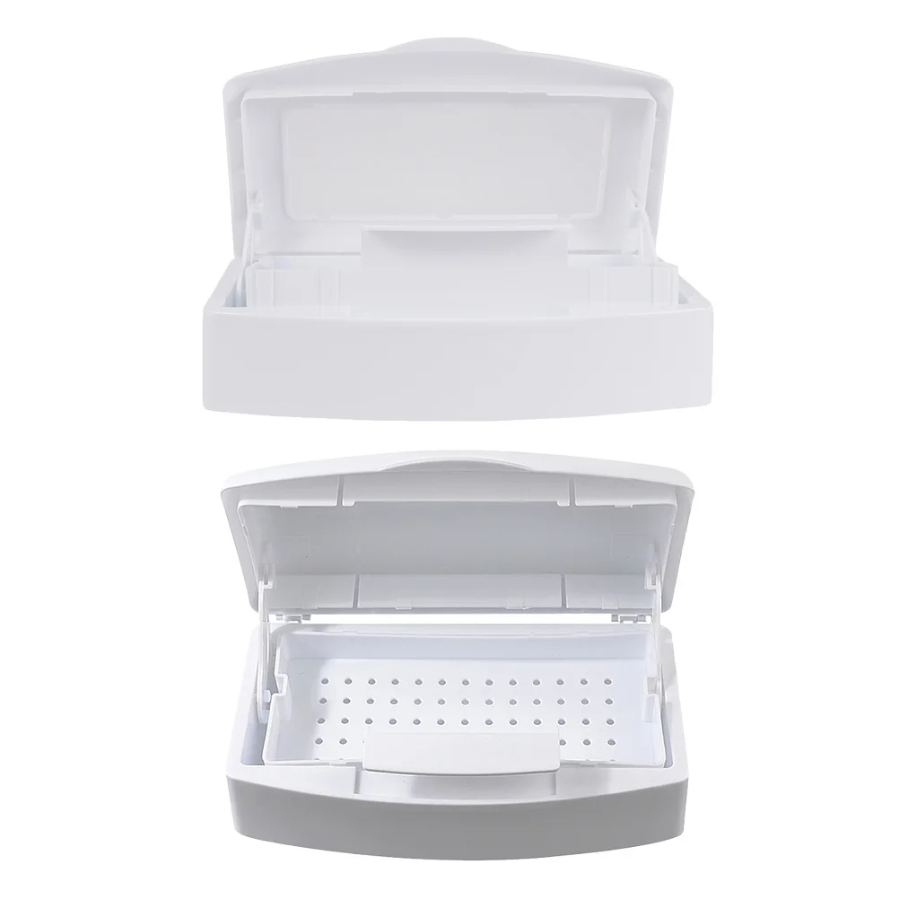 2 pezzi scatola sterilizzatrice detergente in plastica strumento per nail art organizzatore pinzette per salone di bellezza vassoio contenitore di stoccaggio durevole