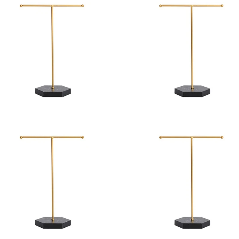 

4X Jewelry Stand Display Necklace Holder T-Bar Plated Metal Tabletop Jewelry Organizer Tower For Show Jewelry Hanging A