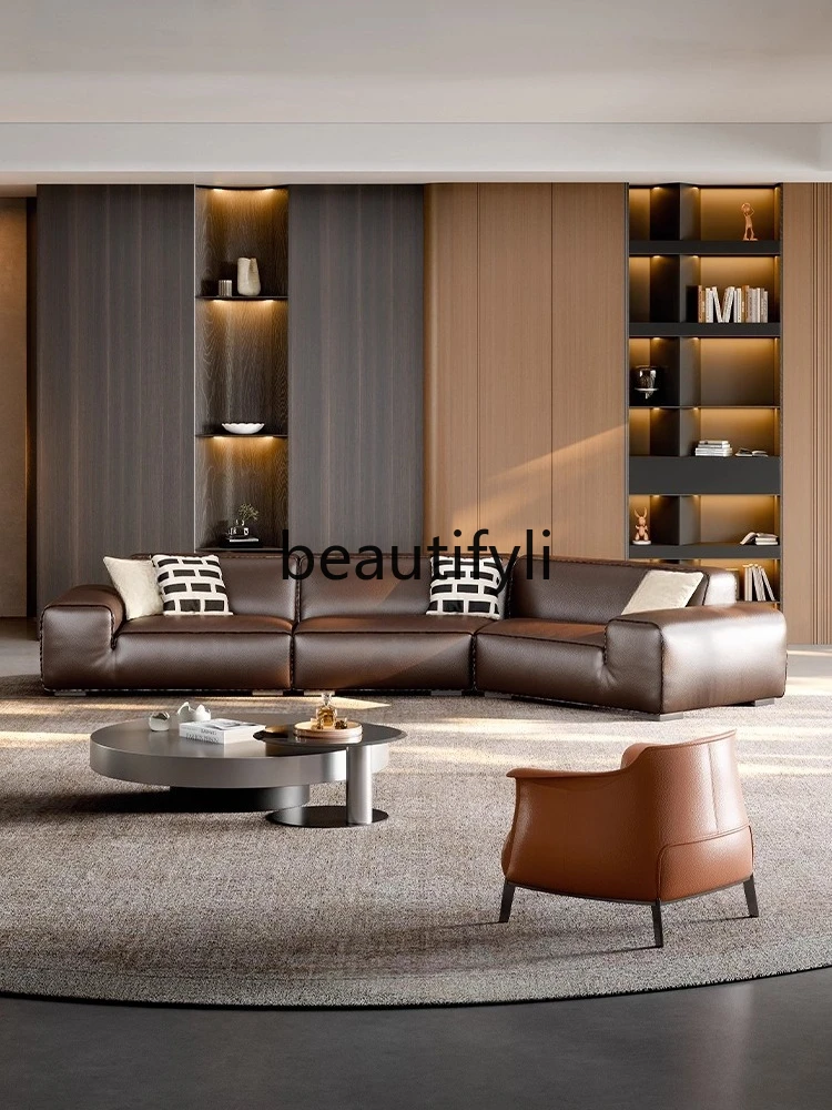 

Furniture Set Minimalist New High-End Full Leather Sofa