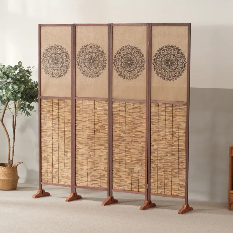 Modern Simple Rattan Woven Folding Screen Movable Partition Wall for Office Home Entrance Hotel Decor Paper Design Room
