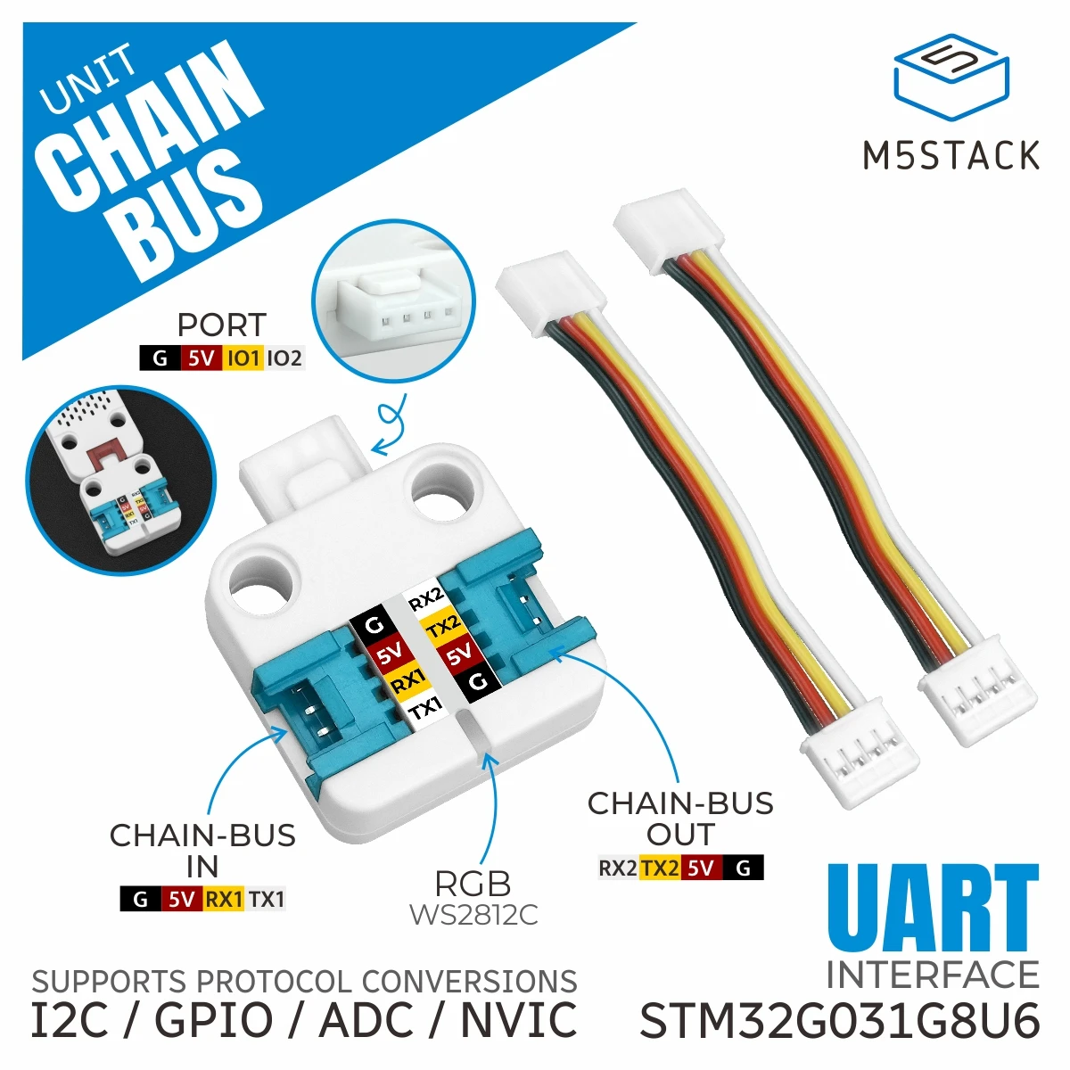 

Официальный модуль M5Stack ChainBUS (STM32G031)