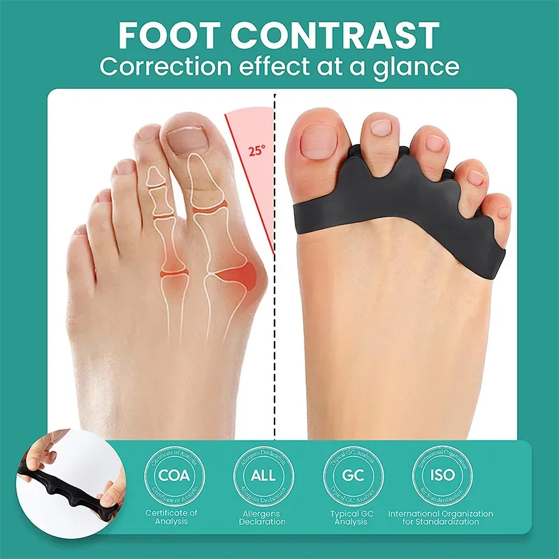 1 Pair of Soft Silicone Toe Orthotics, Toe Separators, Bunion and Hammertoe Orthotics, Suitable for Running and Yoga Practice