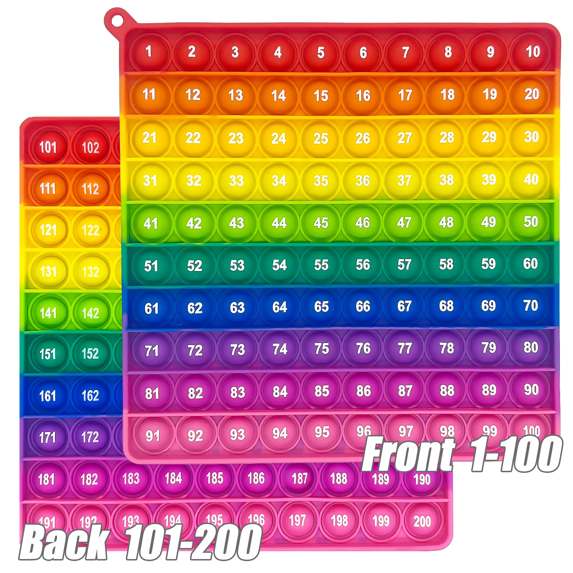 Numbers 1-100 & 1-200 Math Fidget Toy Quick Push Bubbles for Practice, Classroom Gifts for Age 3+