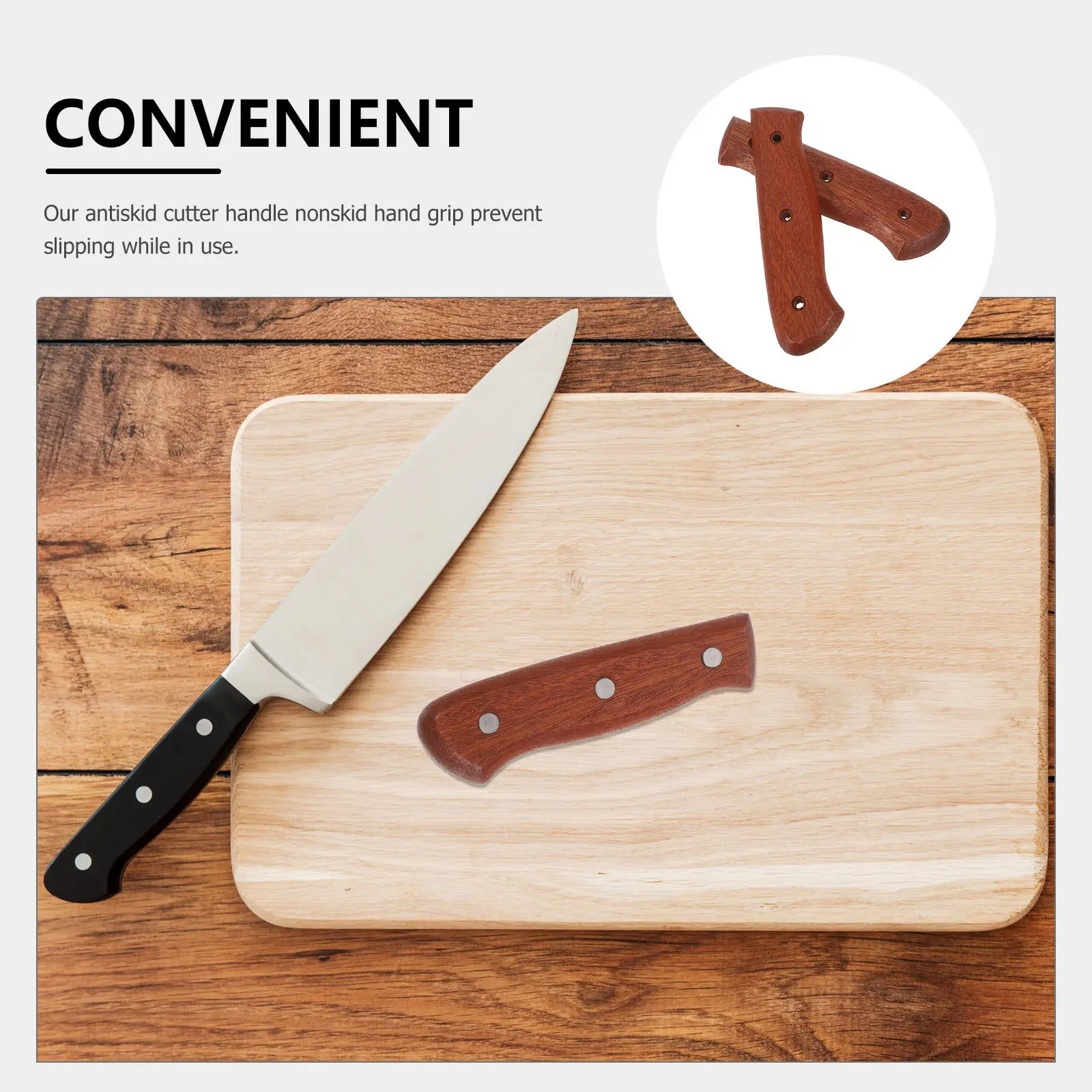 Knife Cutter Handles Wooden Non-Slip Handle For Kitchen Knife Replacement With Mounting Rivets Ergonomic Grip Cutter Repair view 2