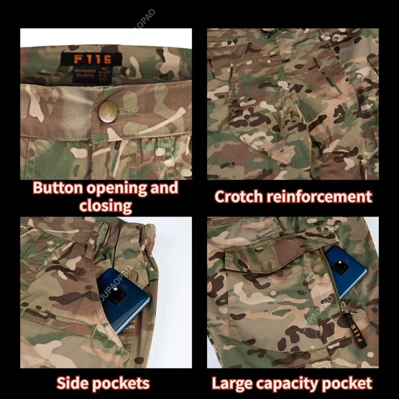 Novo camo masculino uniforme de combate de segurança tático jaqueta de combate roupas de força especial safari terno calças respirável resistente ao desgaste