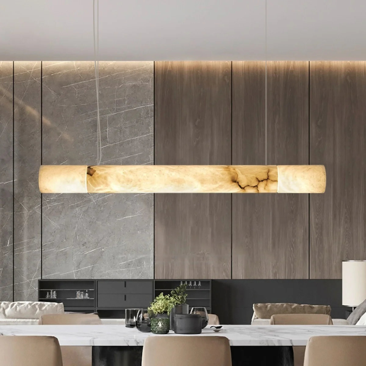 

Modern 120cm Marble Pendant Lights Linear Kitchen Island Decor Lamp For Dining Room Table Bar Cafe Marble Ceiling Hanging Light