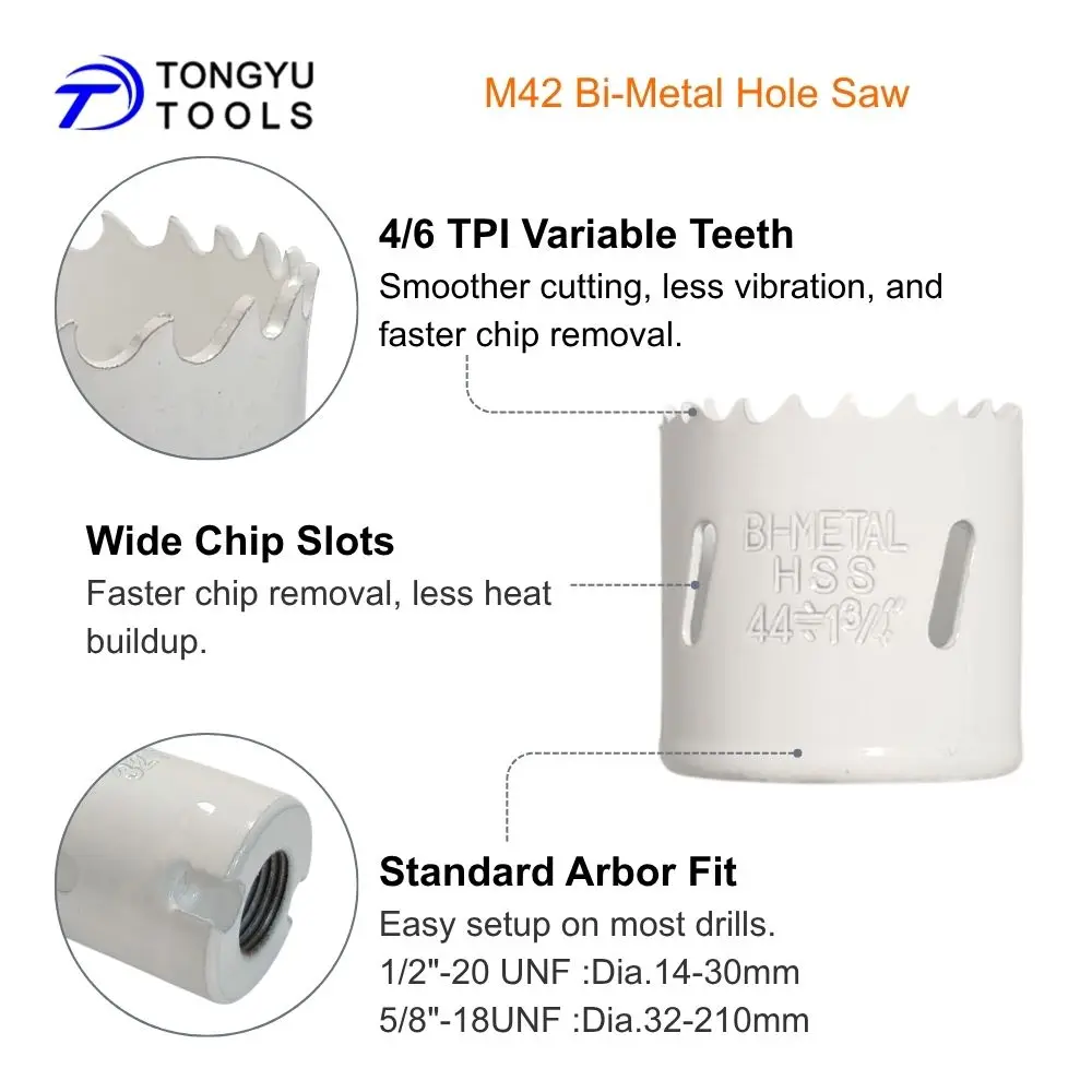 15-teiliges M42 Bi-Metall-Lochsägen-Set mit Dorn-Verlängerungsstange, 8% Kobalt-Lochsägen-Kit für Metall, Edelstahl, Holz, Kunststoff – Detail 4