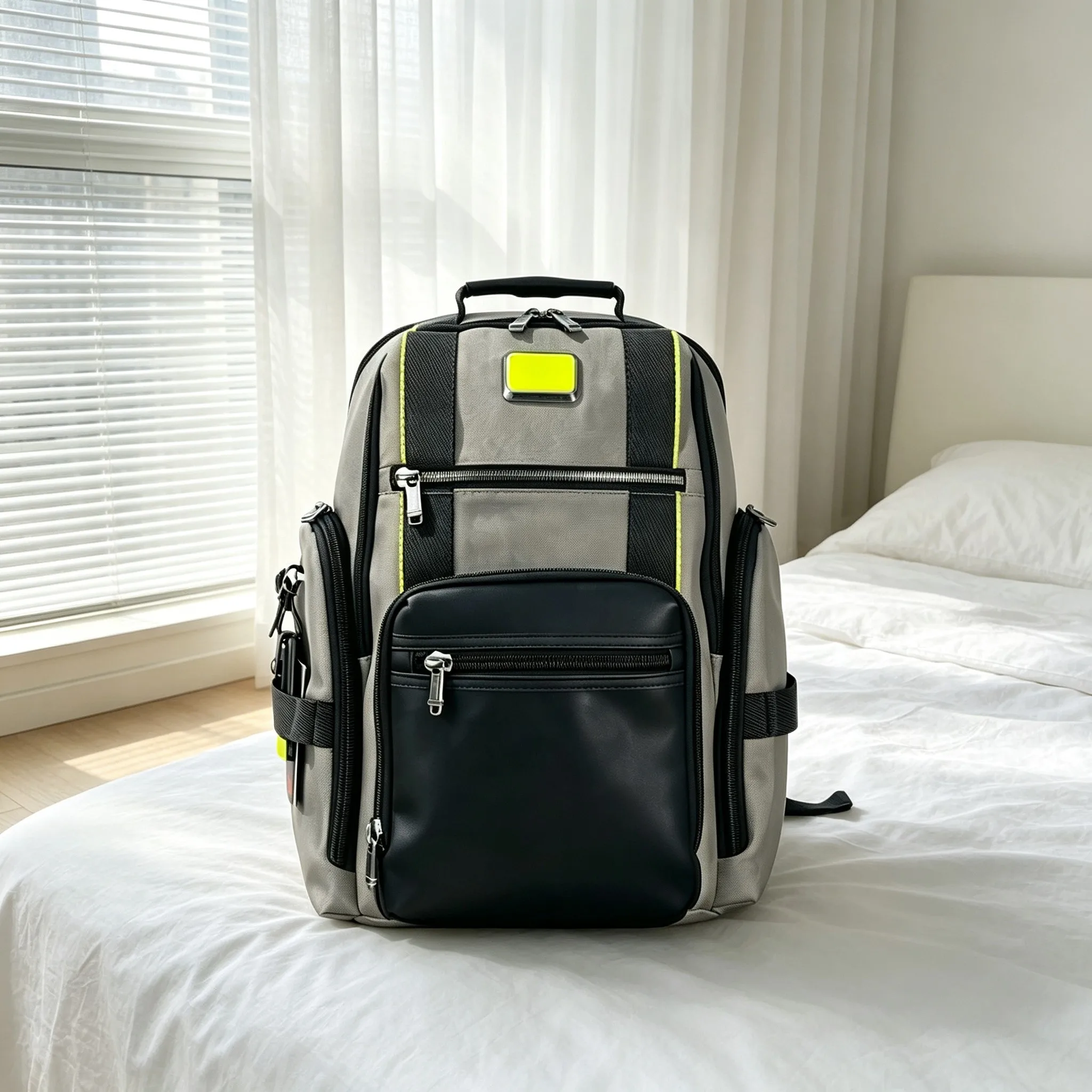Men's Large Capacity Ballistic Nylon Backpack, Stylish Casual Business Laptop Rucksack