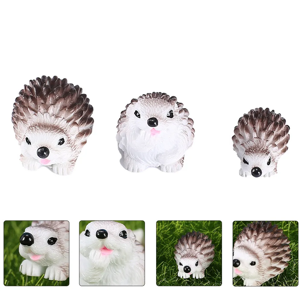 15Pcs Simulation Hedgehog Decorations Resin Mini Hedgehog Adornments Fairy Garden Landscape Crafts Potted Plant Decors Micro