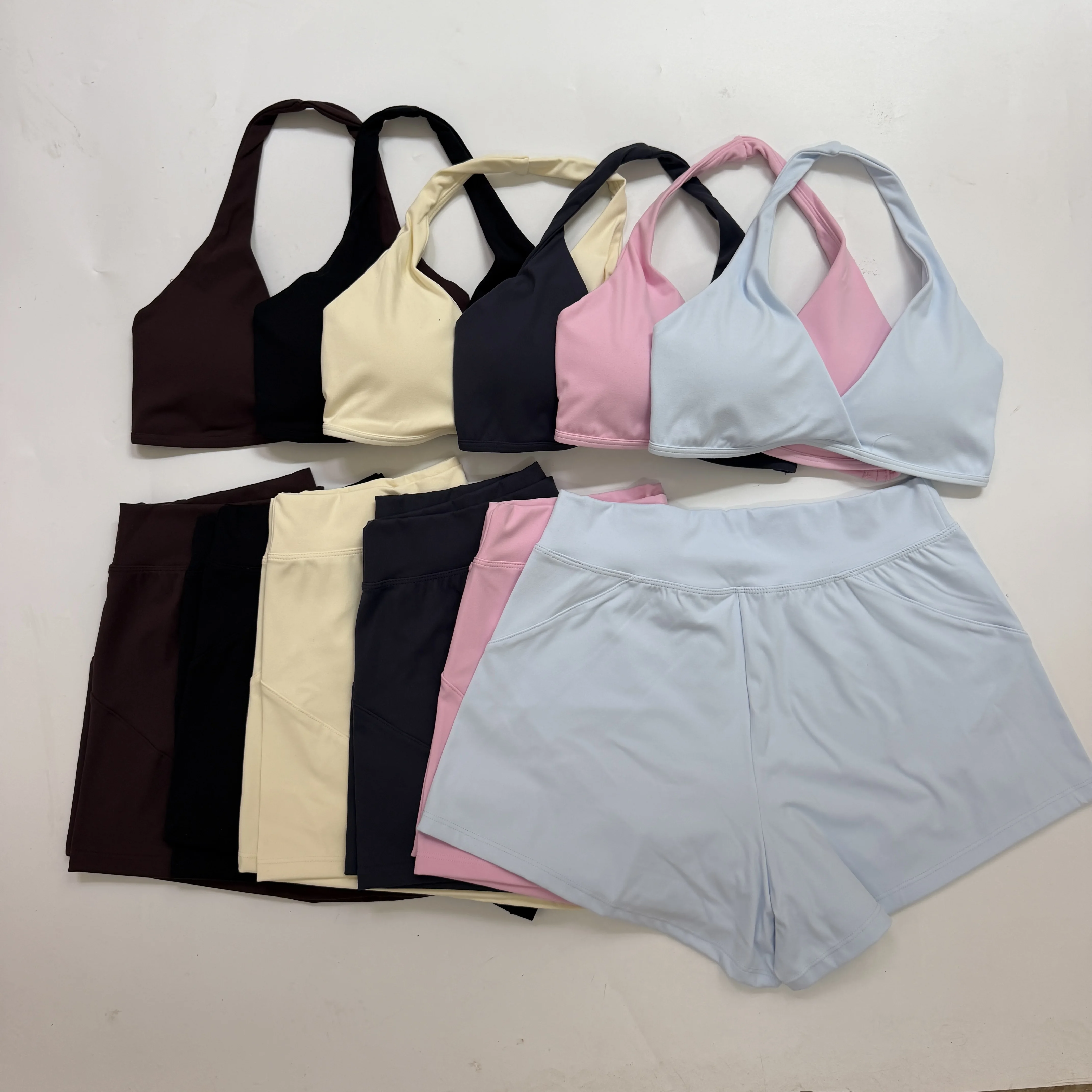dujia-2-piece-origin-training-shorts-set-women-yoga-halter-bra-gym-running-shorts-quick-dry-breathable-pilates-yoga-fitness-suit