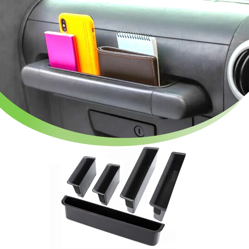 5Pack Car Door Copilot Grab Handle Storage Box Tray Organizer for Jeep Wrangler 2007 2008 2009 2010 Interior Accessories Black