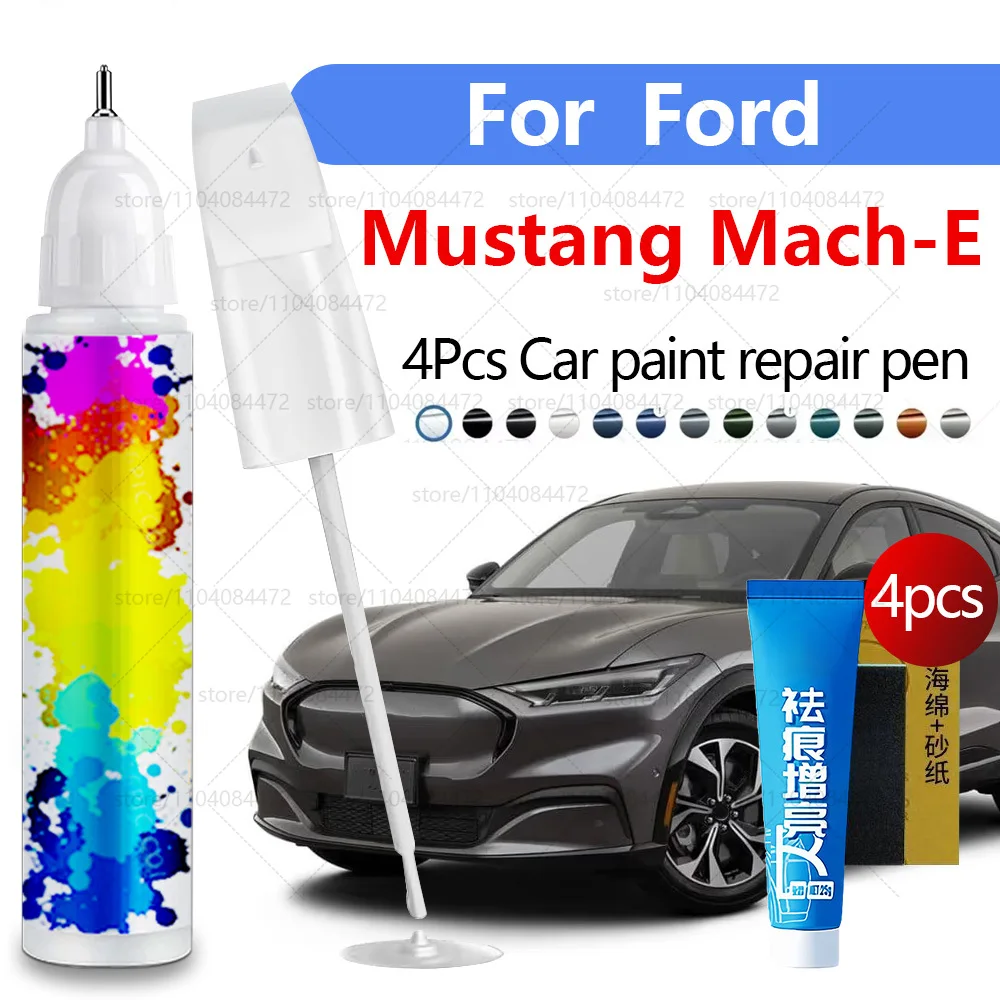 Car Paint Repair Pen For 2020-2025 Ford Mustang Mach-E Paint Scratch Repair Accessories 4PCS Black white AZ Black G1 Red D4 Blue