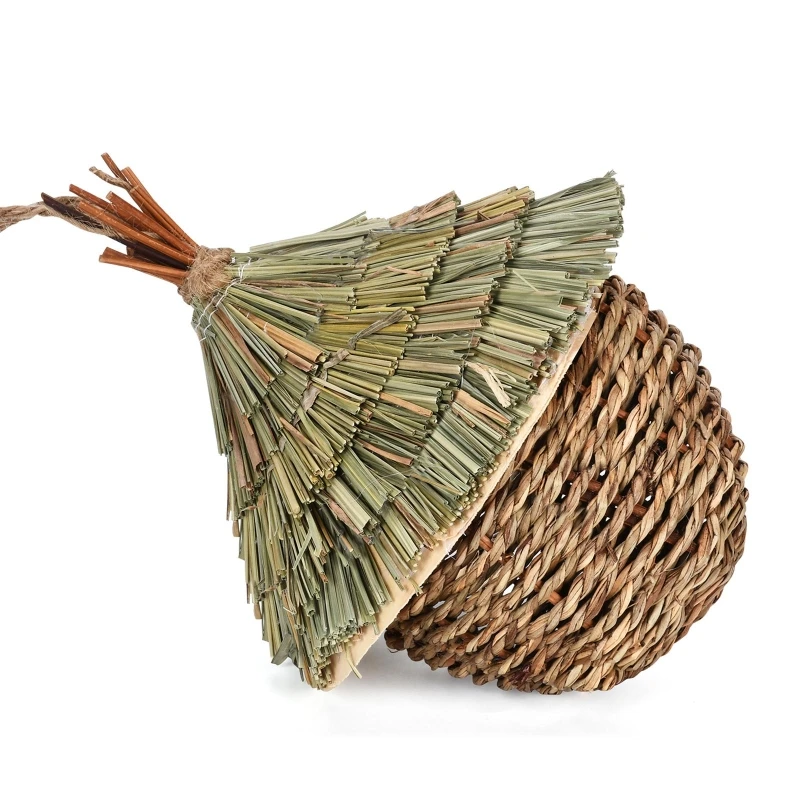 Outdoor Cage Handwoven Straw Bird Nest Hatching Breeding Garden Supplies Dropship