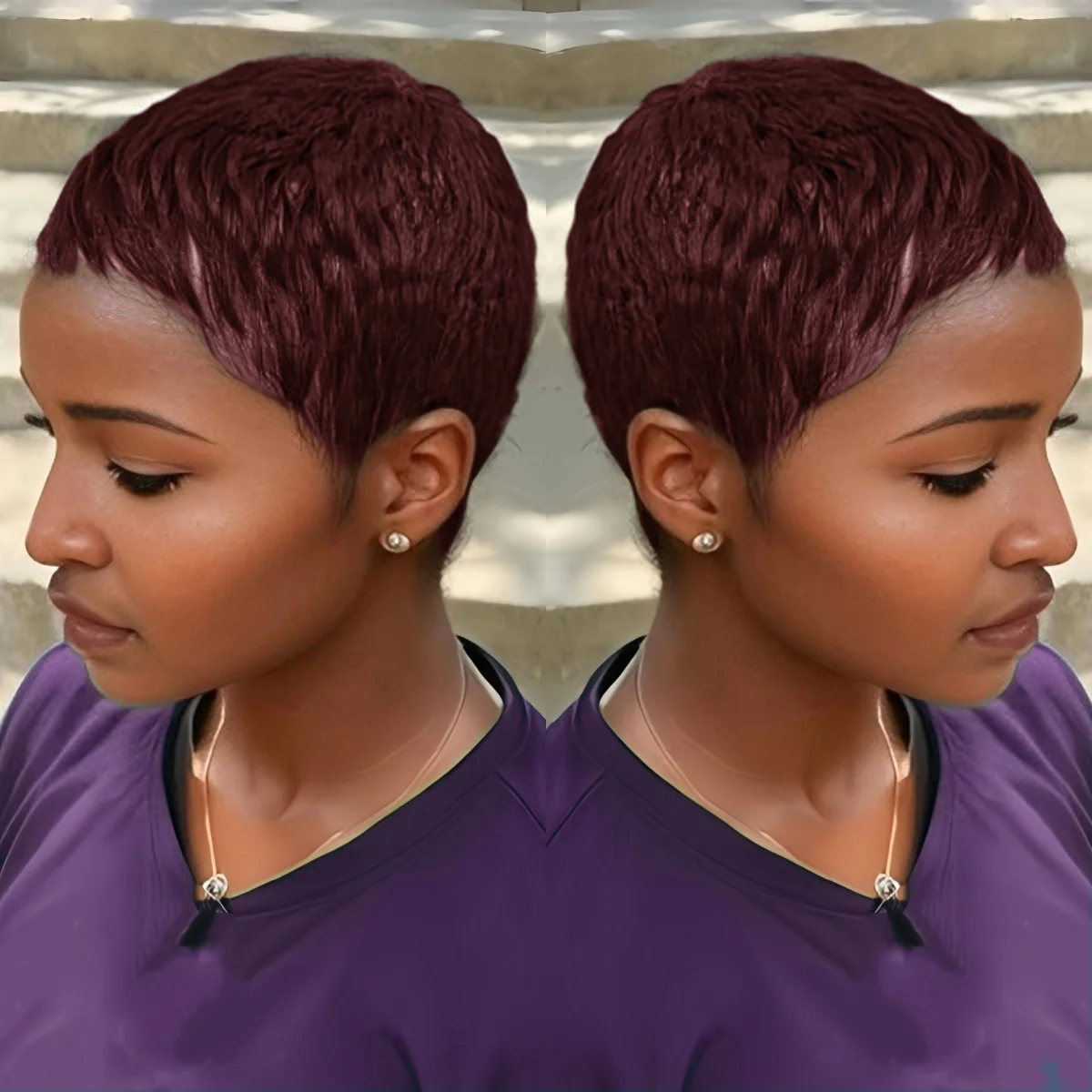 짧은 픽시컷 가발 인모 전체 기계 제작 천연 다채로운 여성용 가발 부드러운 질감 엉킴 없음 데일리 파티용