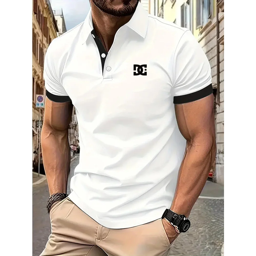 DC Men Breathable T-Shirt Business Leisure POLO Shirt Summer New Fashion Short Sleeve Clothes Solid Color Comfortable Pullovers