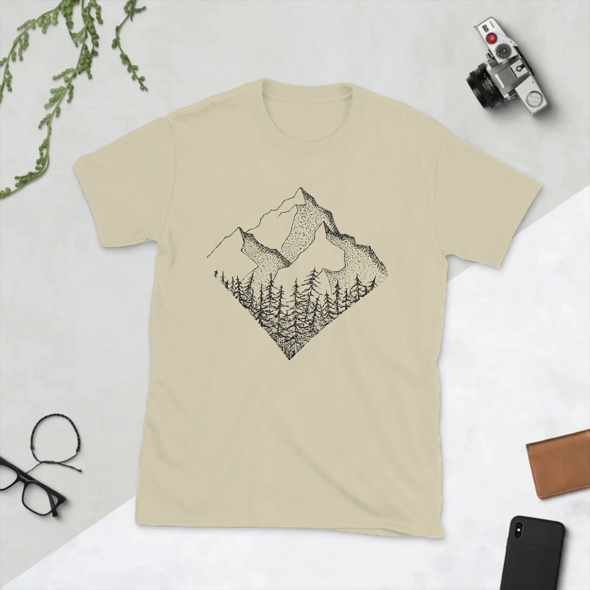 The Diamond Range T Shirt for Men Pure Cotton T-Shirts O Neck Outdoors Mountains Hiking Tee Shirt Short Sleeve Clothing Summer