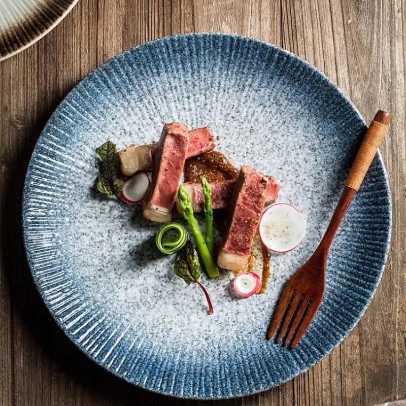 

Nordic Design Dinner Set Plates Blue Modern Party Italian Round Plates Dinner Sets Ceramic Elegant Vaisselle Kitchen Dishes