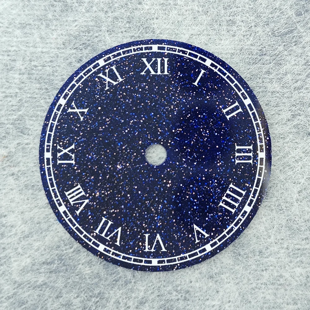 

NH35 28.5mm Starry Sky Dial made of sparkling starry Blue/Black malachite sandstone cut by CNC machine for NH35/36 movement