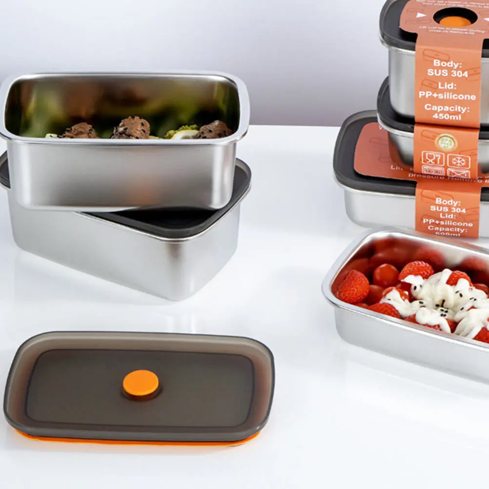

1pc 600Ml Stainless Steel Lunch Bento Box Food Grade Safe Material Large Capacity Leakproof Design For Home Outdoor Portable