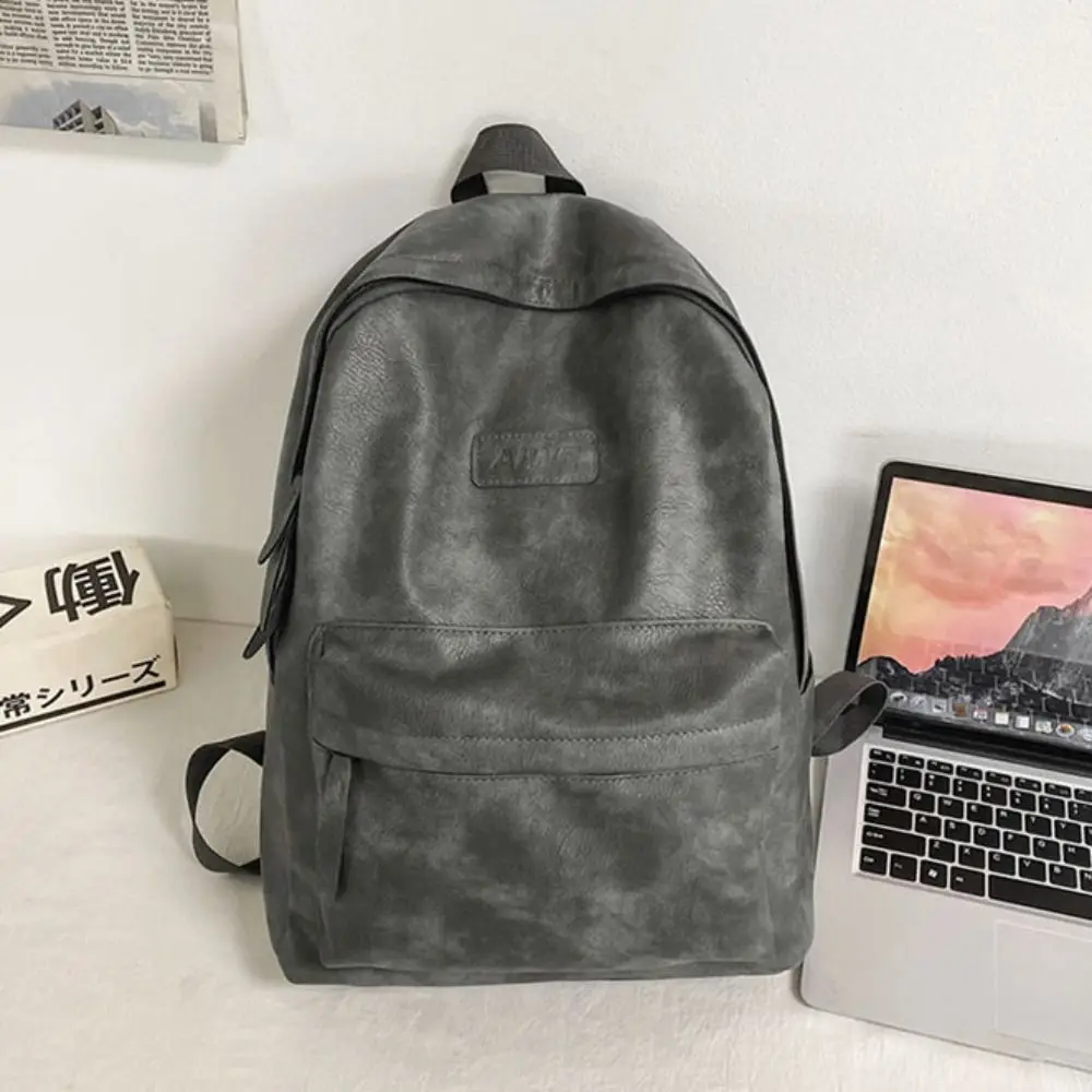 

Korean Style Leather Backpack Men Large Capacity Waterproof Travel Bag Storage Multiple Pockets Teens Schoolbag Boys Girls