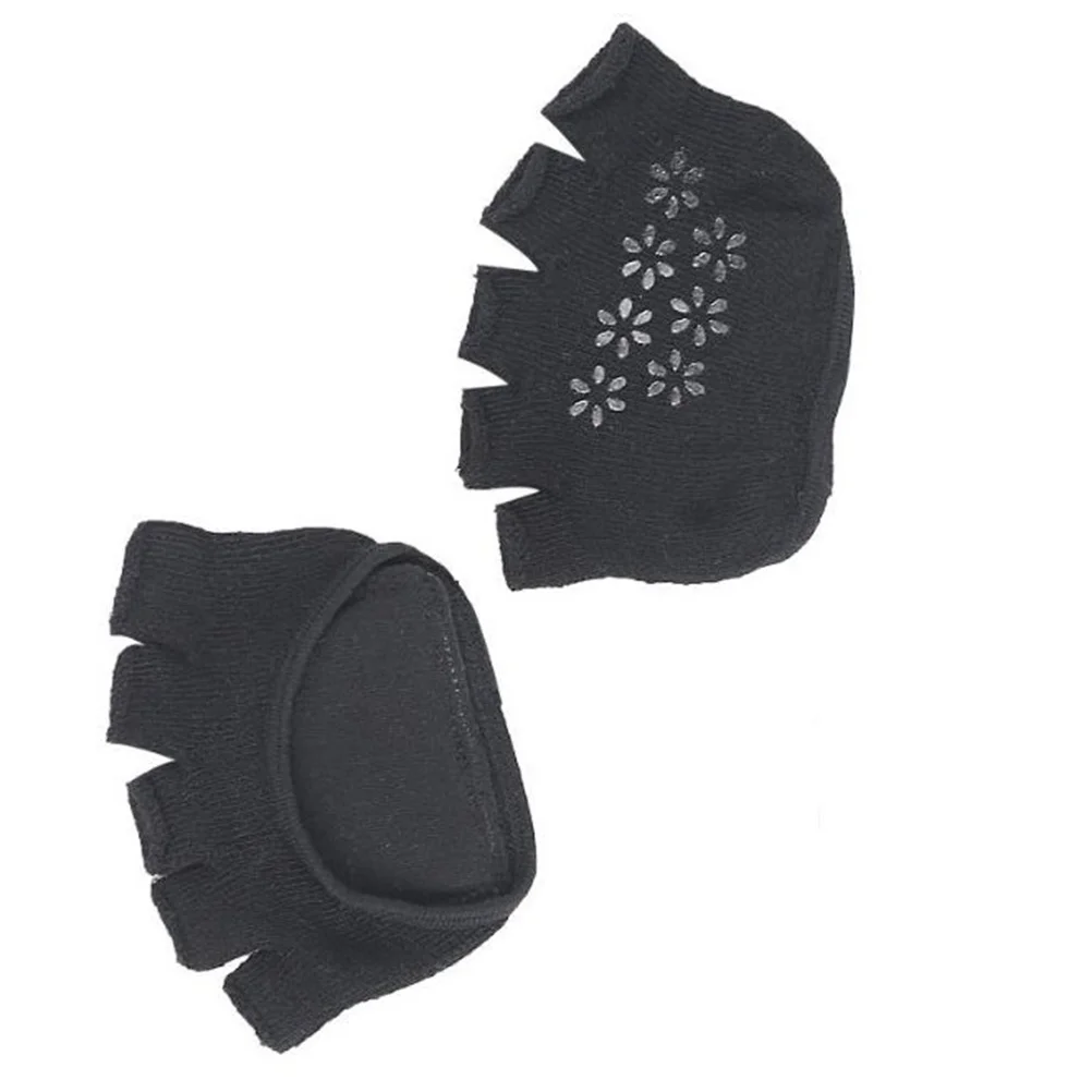 女性用通気性吸汗性ハーフソックス1足、ヒールレス、5本指、つま先が見える、水ぶくれ防止、前足部パッド、フットケアツール