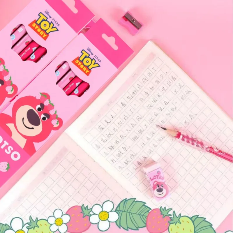 Disney Lotso Anime Cartoon Cute Children's Pencil Creative Kawaii Not Easy to Break Non-Toxic HB Pencil Stationery Wholesale