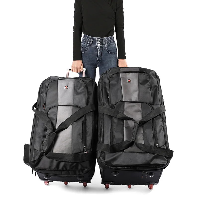 

28/32 inch Large Capacity Rolling Luggage Trolley Bags with Wheels Waterproof Oxford Duffel Bag Wheeled Bag Travel Suitcase
