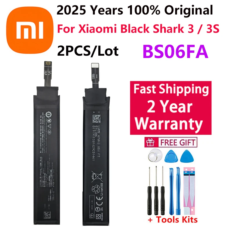

2025 Years 2x2360mAh BlackShark Original Battery BS06FA For Xiaomi Black Shark 3 3S Shark3 Phone Batteries Bateria