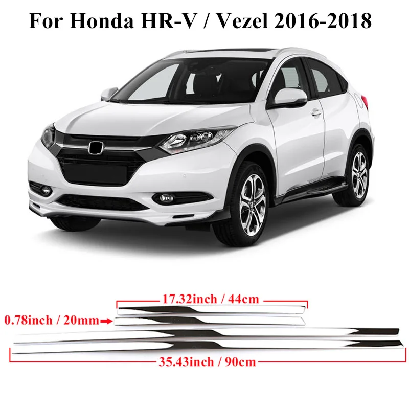 For Honda HR-V HRV Vezel 2014 2015 2016 2017 2018 Chrome Door Side Lining Molding Body Trim Cover Protector Edge Strip Styling