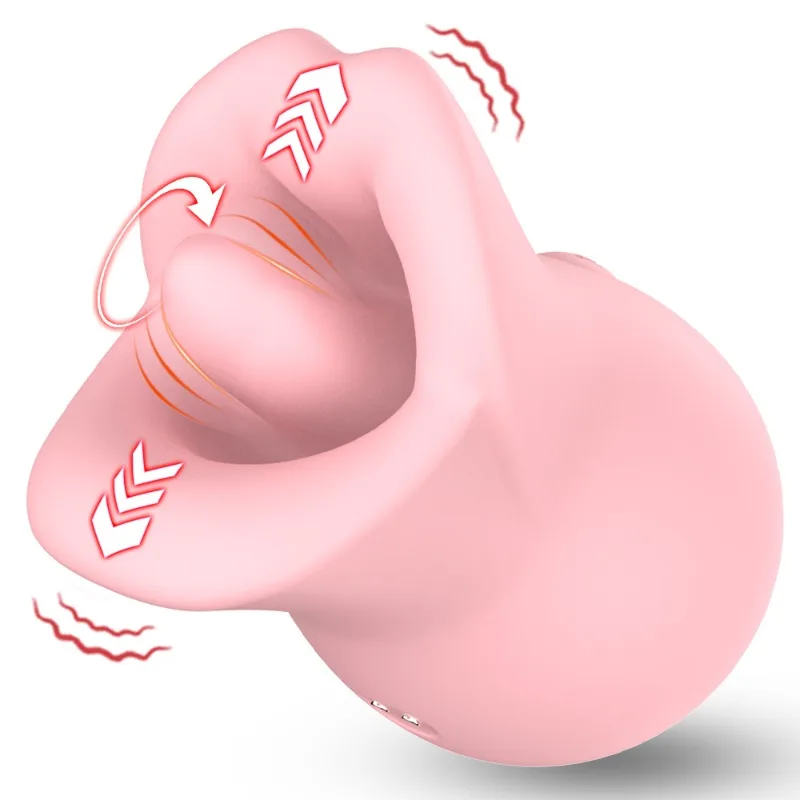 Silicone Oral Tongue Clitoral Stimulator Rose Colored Sex Toy with 10 Licking and Vibration Modes, Anal Clitoral Vibrator