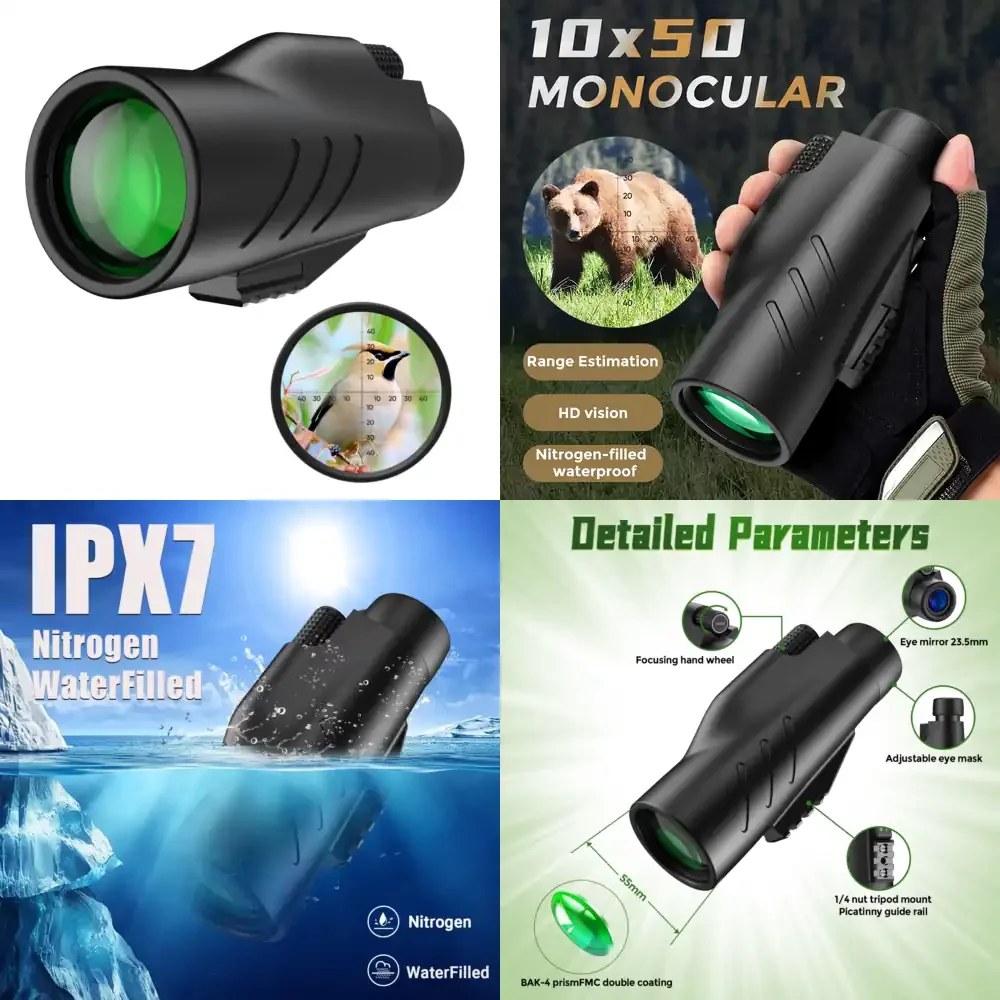 APL M8 10X50 HD Monocular with Coordinate Grid IPX7 Waterproof and Fogproof