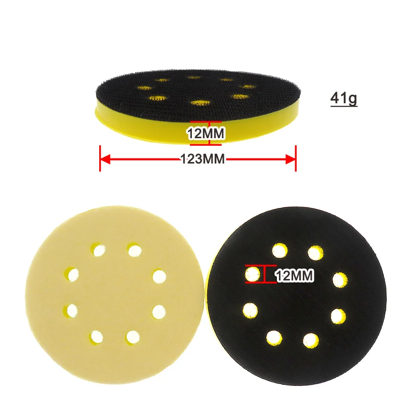 Almohadilla de interfaz de espuma de PU de 3 piezas y 5 pulgadas, almohadilla de esponja para LIJADORA Orbital de 123mm, reemplazo de bucle de gancho, almohadilla de 8 agujeros para pulir