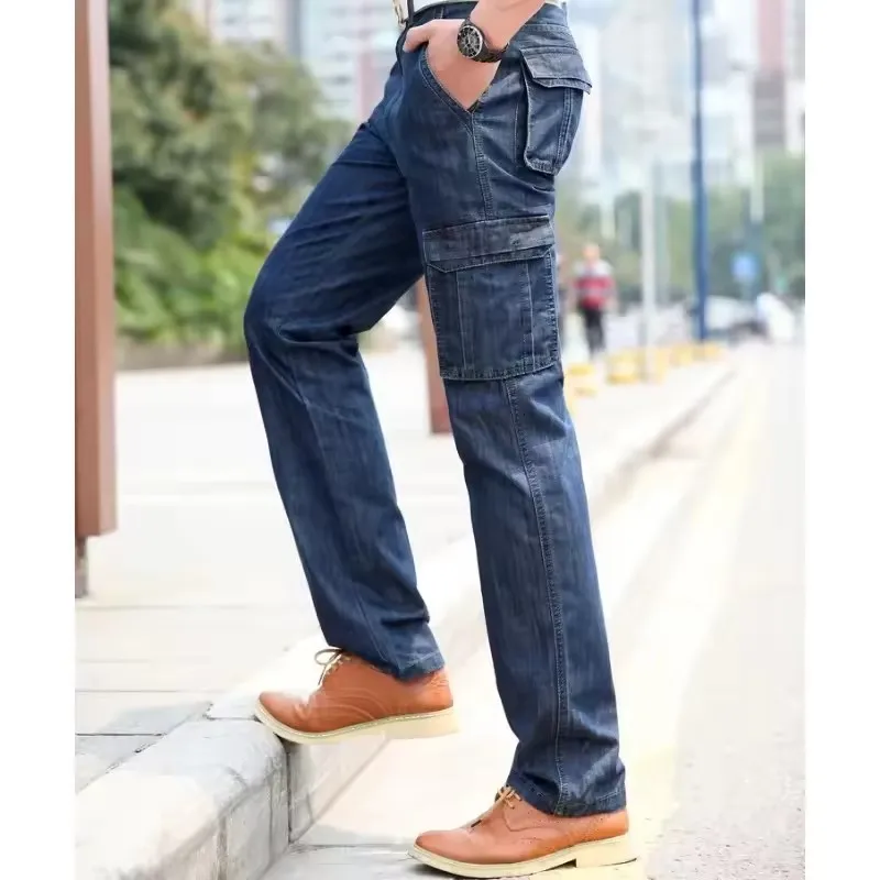 Men's Military Cargo Jeans Men Big Size 29-40 42 Casual Military Multi-pocket Jeans Male Clothes 2021 New High Quality