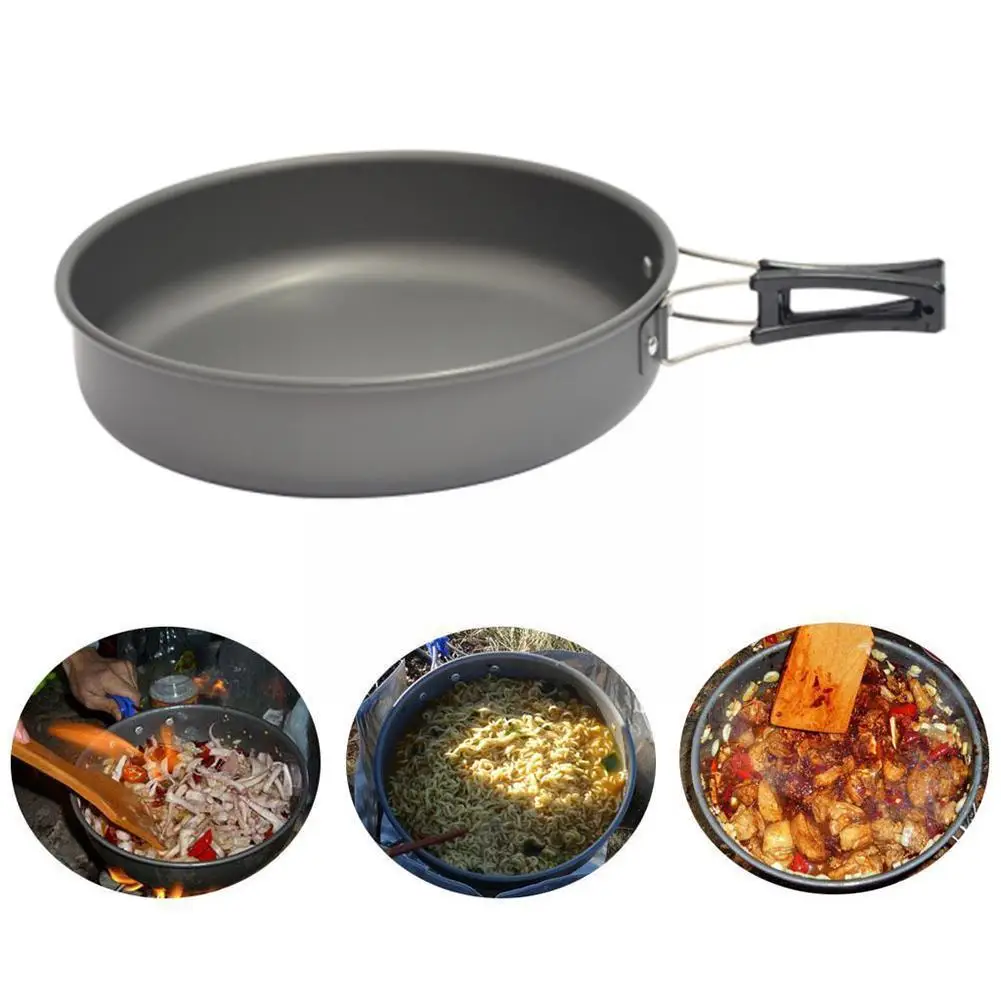 2023 New Non-stick Travel Aluminum Alloy Portable Outdoor Utensil Cooking Pan Hiking Kitchen Frying Cookware Camping Picnic X2M6