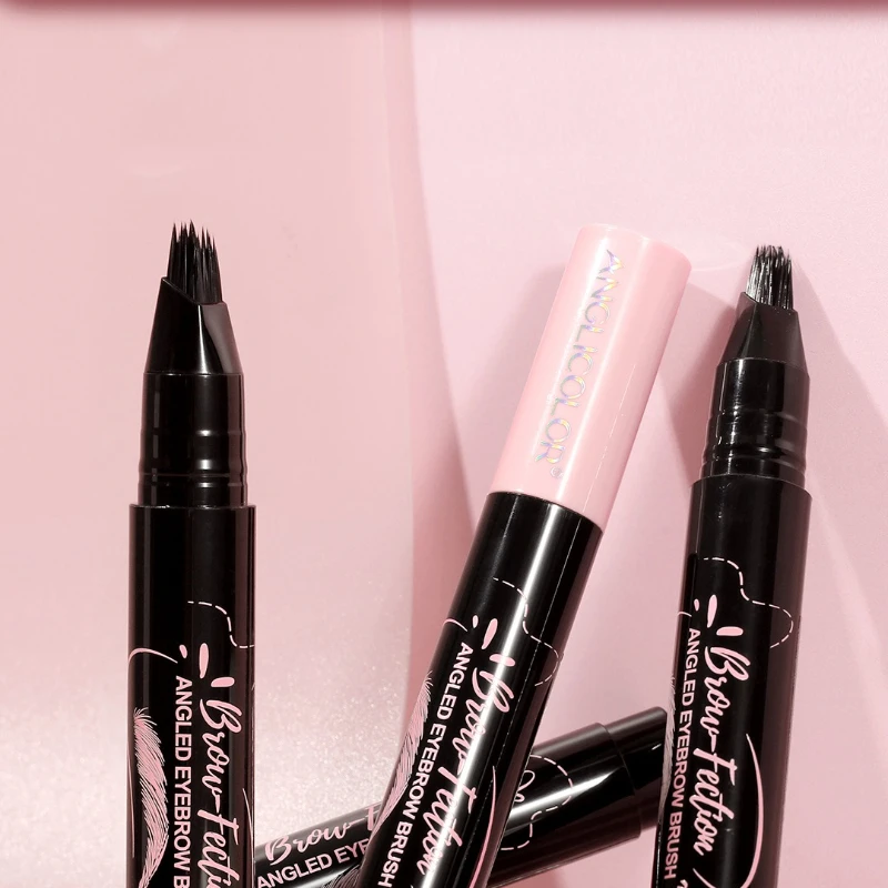 Crayon à sourcils en velours sauvage, brosse carrée coudée, multifonction, crème de teinture pour les sourcils, ligne de cheveux, Anti-taches, stylo de teinte imperméable