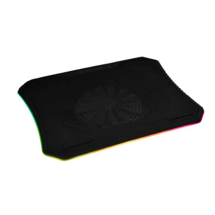 

Охлаждающая подставка для ноутбука со стальной сетчатой панелью, 200-мм RGB-вентилятором для устройств 10-19 дюймов, черная, с высокой пропускной способностью и RGB-подсветкой