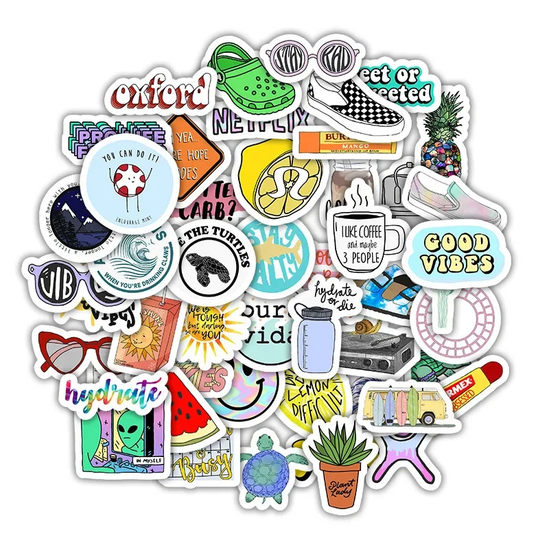 2Sets=100Pcs Cartoon Small Fresh Series Stickers Water Cup Stationery Computer Stickers