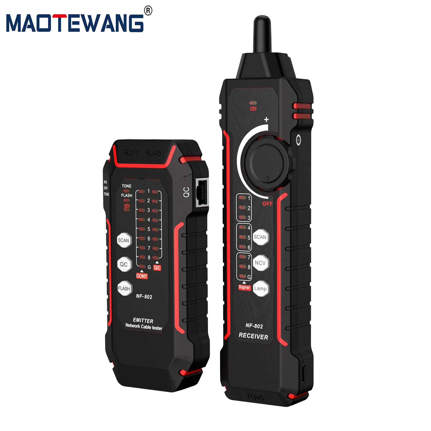 NF-802 Underground Cable Tester RJ11 RJ45 Locator Circuit Tracer Metal Pipe Detector WireTracker Tracer Tool Detects Line Finder