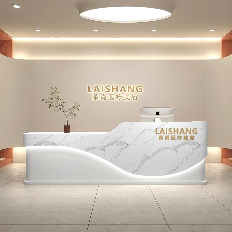 

reception desk pulpit stand for church luxury beauty salon storage business Logo designer office furniture cashier counter desk
