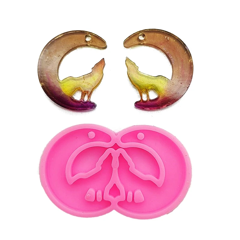 1/4Pcs Mirrored Moon Silicone Molds Resin Crafts DIY Fashion Resin Silicone Molds for Women Girl Jewelry Making