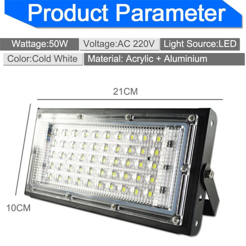 LED Flood Light 50W AC220V Outdoor Floodlight White Warm White RGB Outdoor Spotlight Waterproof Street Lamp Garden Lighting