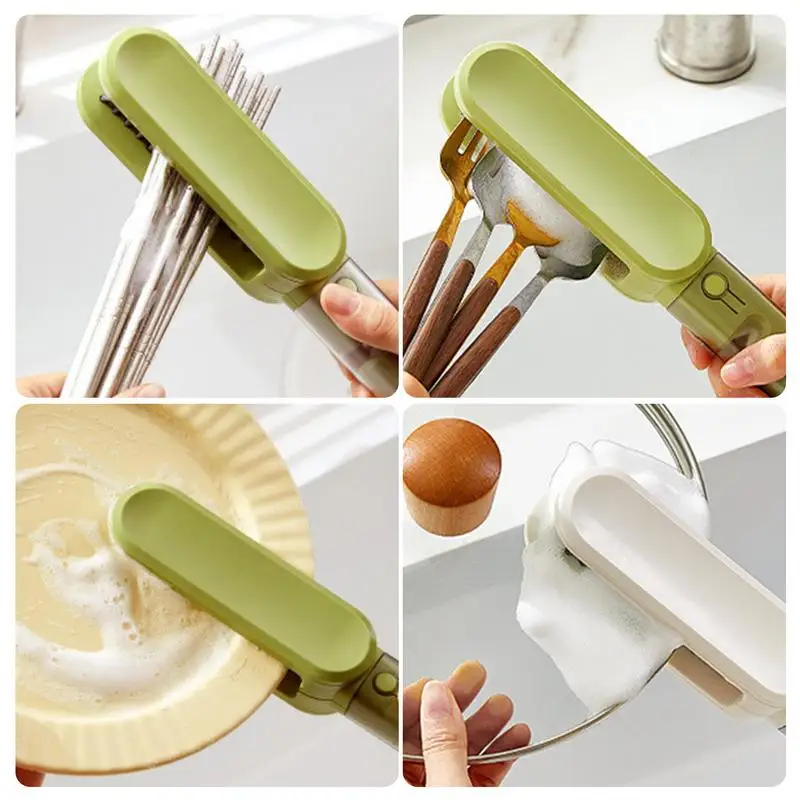 Cutter Brush Cleaner 4 In 1 Scrub Brush For Cutter Fork Chopsticks Bristles Cleaning Tool Double Sided Soft Brush