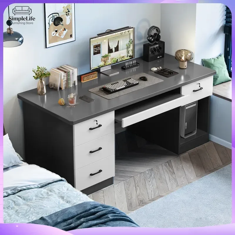 Modern L Shaped Computer Desk with Drawers and Cable Management for Home Office Study Room Gaming Desk Ergonomic Writing