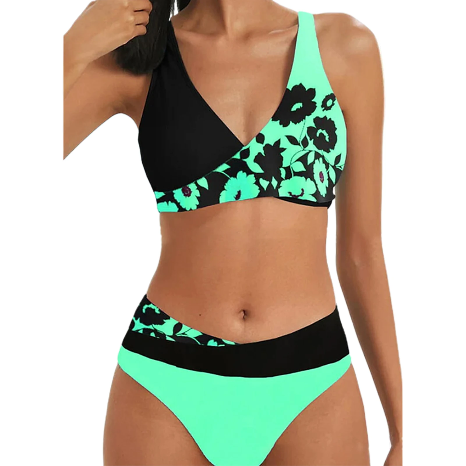 Conjunto de Bikini con Push-Up para mujer, traje de baño Sexy, ropa de playa, talla grande, Retro, Color sólido, Verano